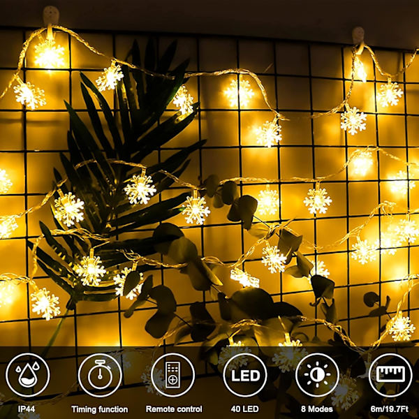 Jouluvalot, 6M 40 LED-lumikidevalot USB ja paristo