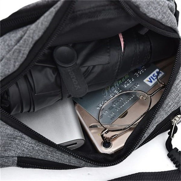 Grå multifunktionell midjeväska, sport crossbody väska