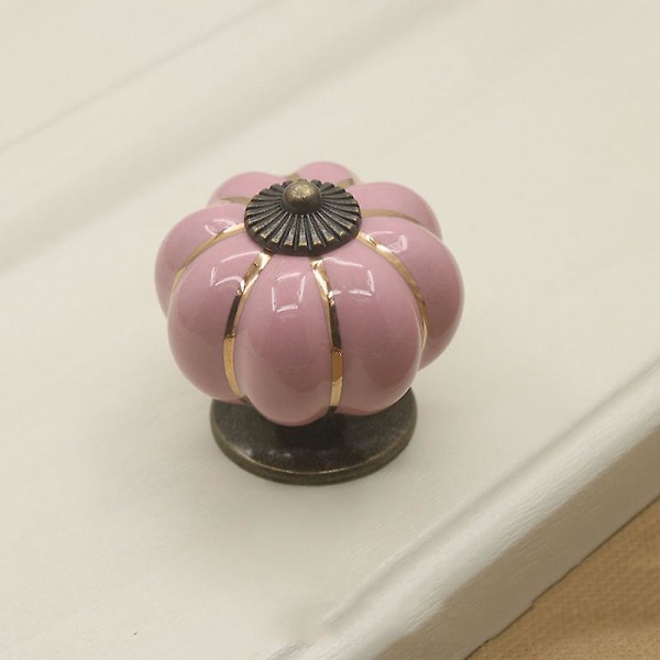 4st keramiska knoppar Vintage Knopplåda Pumpaformad Draghandtag Möbeldörr Skåp Dekorativ Rosa