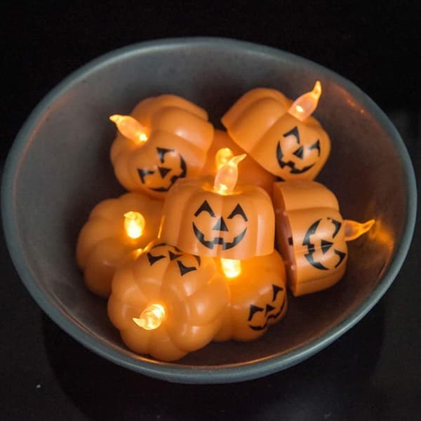 LED-lys 16 stk Gresskarlys Telys Batterier Halloween De