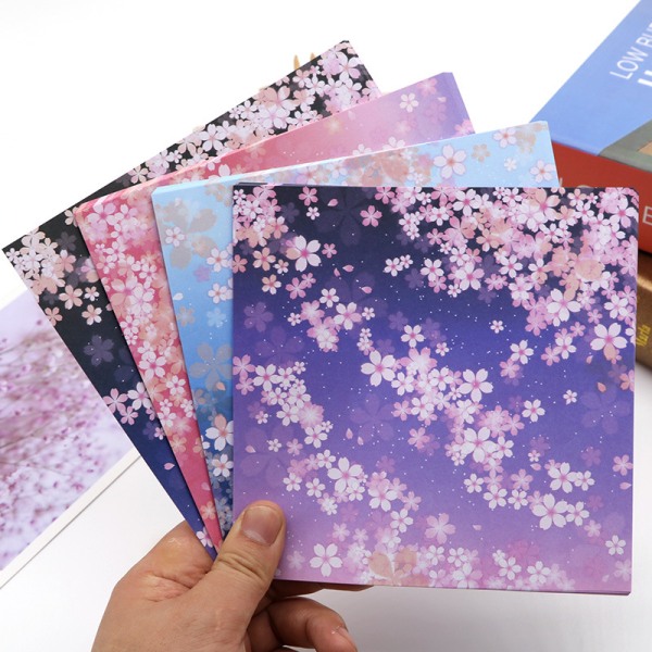 Origami papir - 60 foldbare papirark 15 * 15 cm - Japansk kirsebærblomstmønster - til foldede kranblomster Flyvemaskiner Kunst- og håndværksprojekter