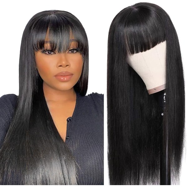 Svarta långa, nya Air Liu Hai peruk med långt rakt hår för kvinnor (65 cm)