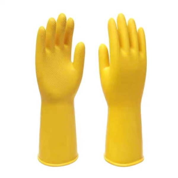 Återanvändbara hushållshandskar gul 1 st Gummi diskmaskinshandskar extra tjocka långa ärmar