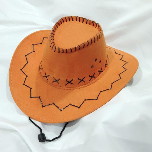 Leveälierinen cowboy-hattu asusteeksi, villi länsi cowgirl-hattu, oranssi keltainen, L