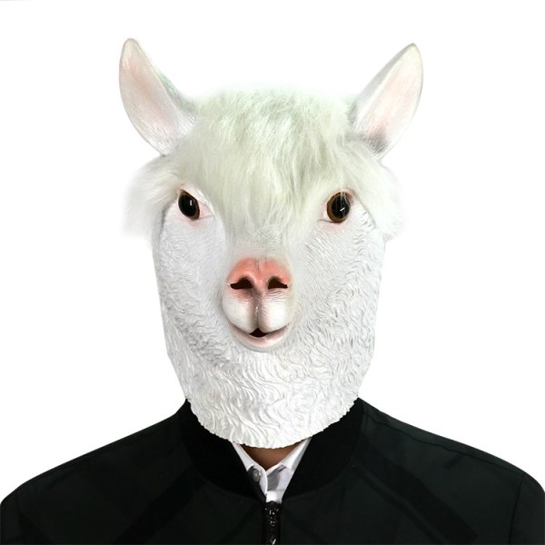 Alpaca lama camouflage maske, dyrehoved latex maske til Halloween