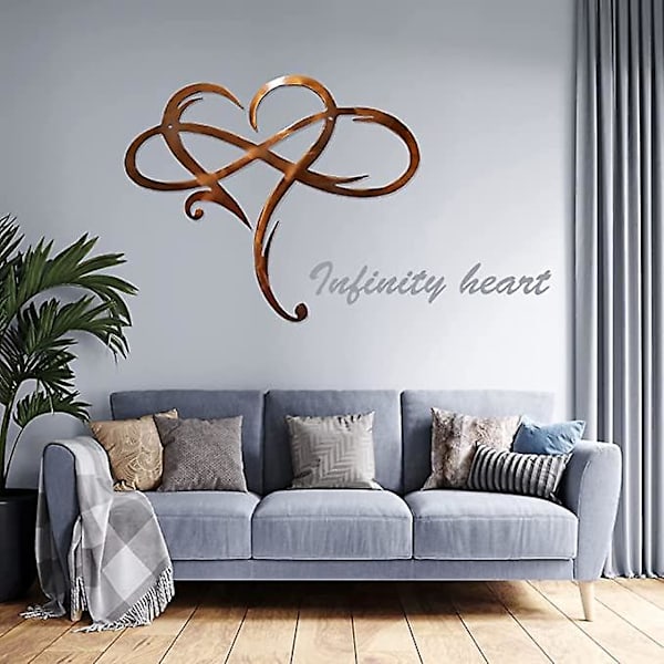 Infinity Heart Metallväggdekor, Konst Evig Kärlek Oändligt Hjärta Unik Infinity Heart Väggdekor, 30*25 Cm（40*35cm Guld）