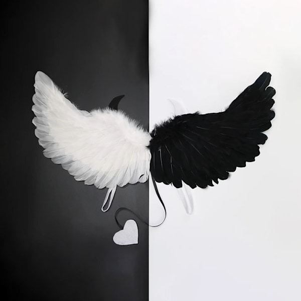 Musta ja valkoinen Hot Sale2kpl Söpö Fancy Party Demon Angel Wings D