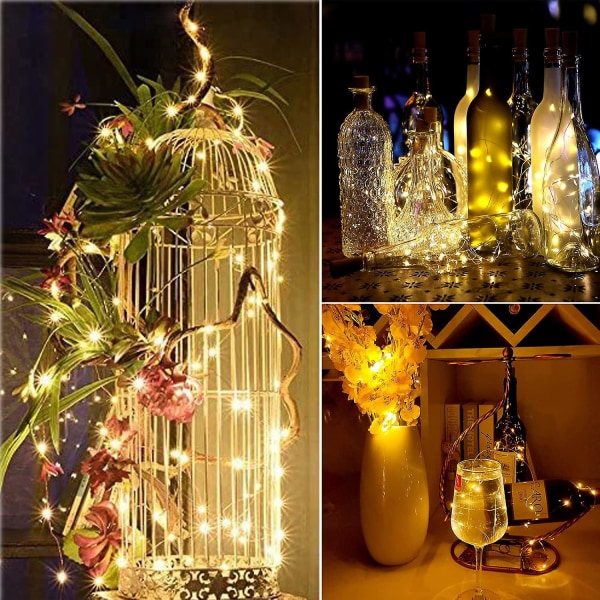 Flasklampor, Flasklampor för flaskor 2m 20 LED, Drivna nattlampor för DIY sovrum fester bröllop inomhus jul