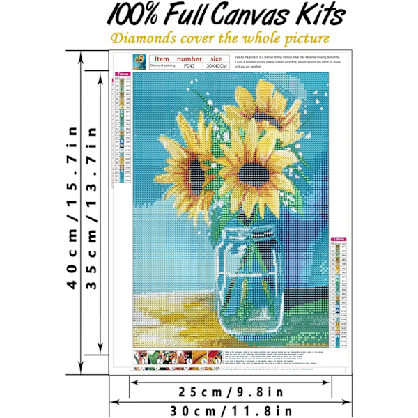 Full Diamond Round Spring Sunflower Diamond Painting Set,5D DIY D