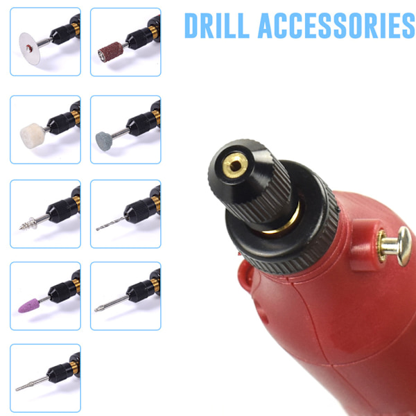 Mini borrmaskin multifunktionell roterande verktyg 5 hastigheter 3000-15000RPM LED