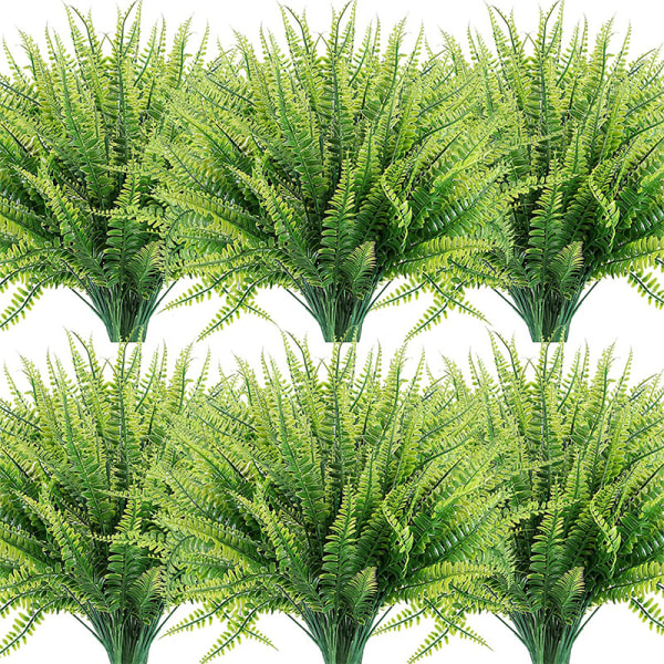 13 buketter kunstige planter, falske Boston bregner grønt utendørs UV-bestandig ingen falming faux