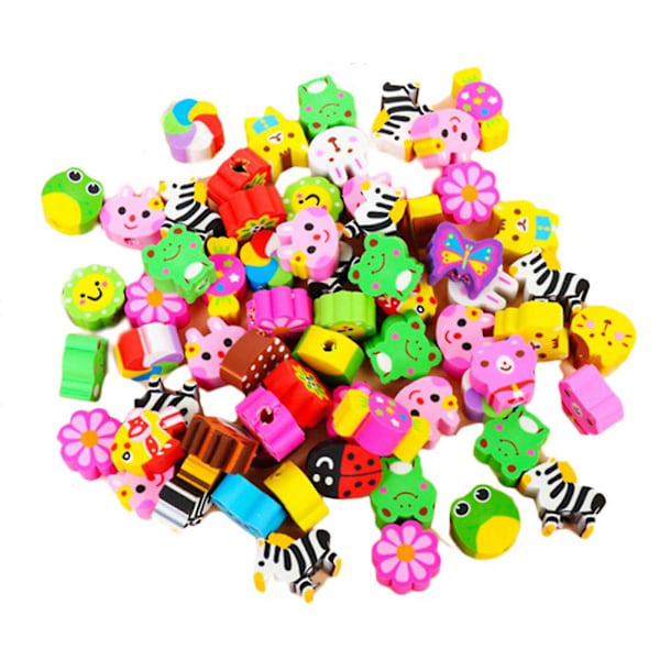 50pcs Cartoon Hollow Mini Animal Rubber Erasers Set Eraser Caps For Kids Stationery