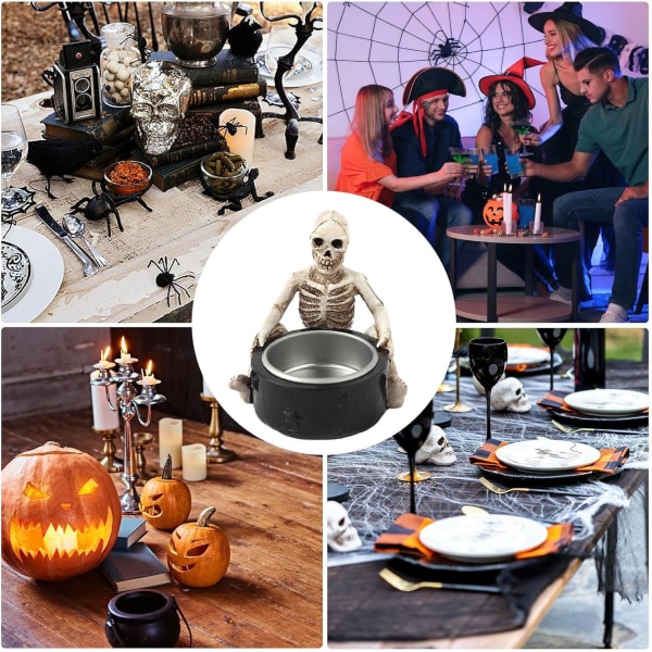 1 st Tealight Ljusstake, Hållbar Harts Halloween Candelabra Go