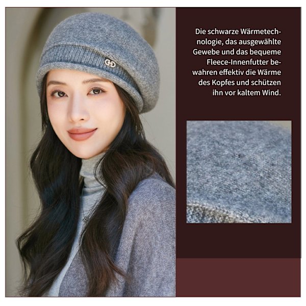 Beret - strikket hue til kvinder - varm beret - uld
