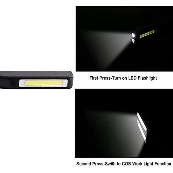 Led-lommelykt inspeksjonslampe bærbar oppladbar Led arbeidslys Cob Led lommelykt lommelykt campinglys, 2 stk