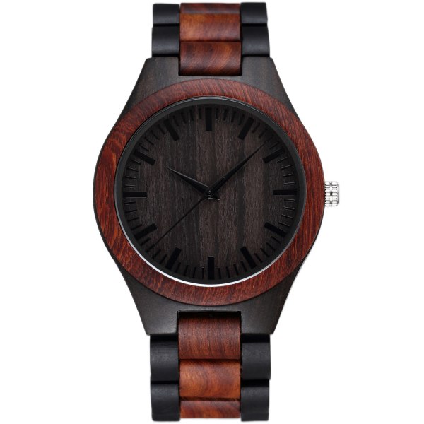 Unisex Simple Wooden Quartz Watch Håndlavet Koskindslæderrem Naturligt træ
