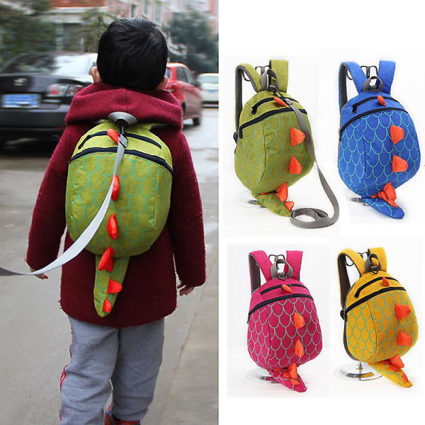 Anti-lost Kid Children Boys School Bag Backpack Dinosaur Rucksack Kindergarten（Rose）