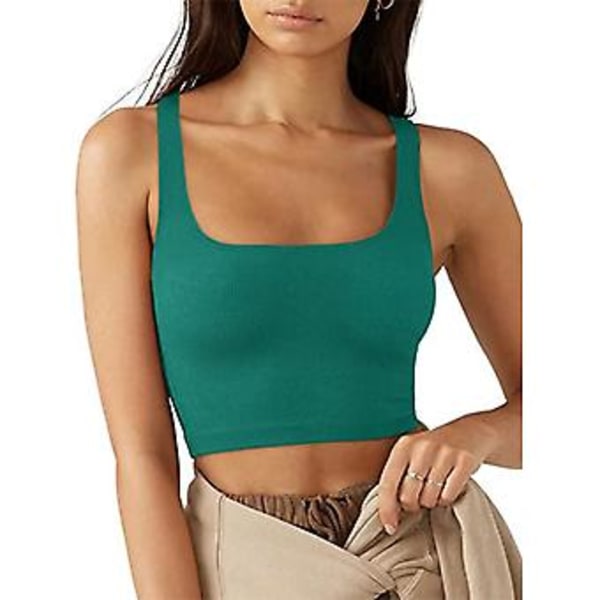 Kort Ermeløs Tanktopp Firkantet Hals Ensfarget Komfortabel Mote Pustende Casual for Fest Shopping (XXLGrønn) Green XXL