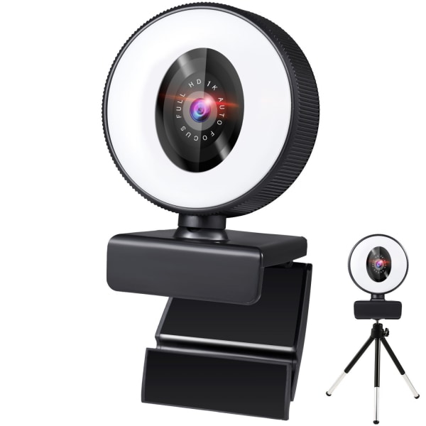 1080P webcam med mikrofon og ringlys Full HD