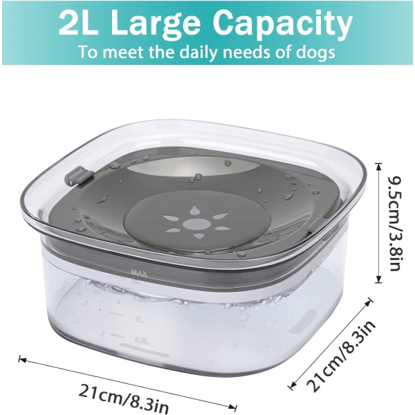 (Transparent), Spill Proof Dog Bowl, No-Spill Dog Water Bowl Spill