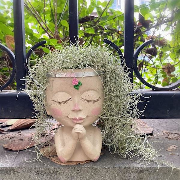 Ansiktsblomkruka Huvudkruka Succulent Kruka Kruka Kaktus Kruka Unik Söt Harts Kruka Kruka för Inomhus Utomhus Växter med Dräneringshål (Välsignelse)