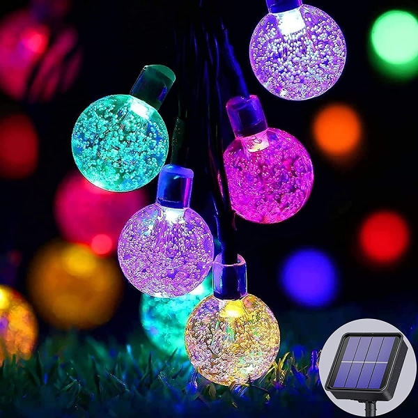 50 LED Solar String Lights - Vattentät, 8 ljuslägen - Inomhus/Utomhus, 7 m (flerfärgad) [Energiklass A+++]