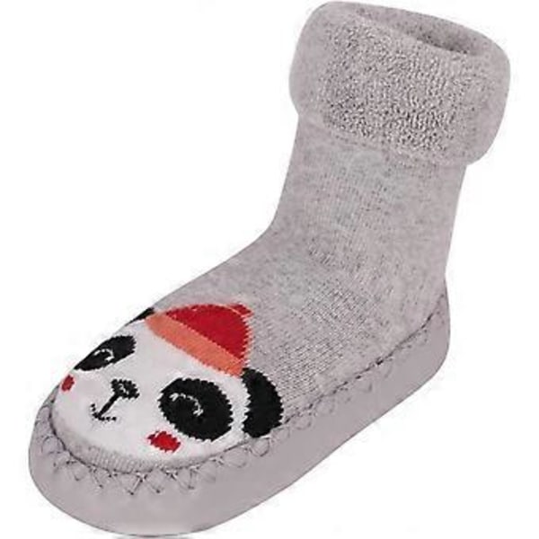 Vauvan sarjakuva keskipitkät paksunnetut liukuestesukat (12 cm, harmaa panda) 16CM
