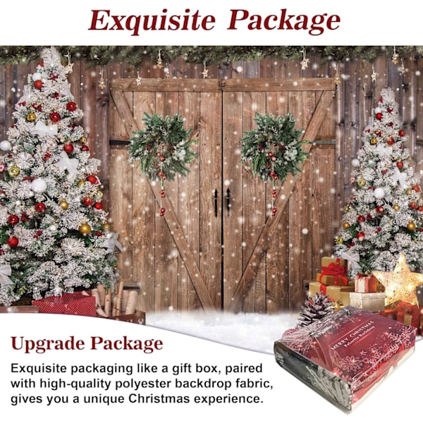 7x5FT Polyester Stoff Vinter Jul Rustikk Låvedør Pho