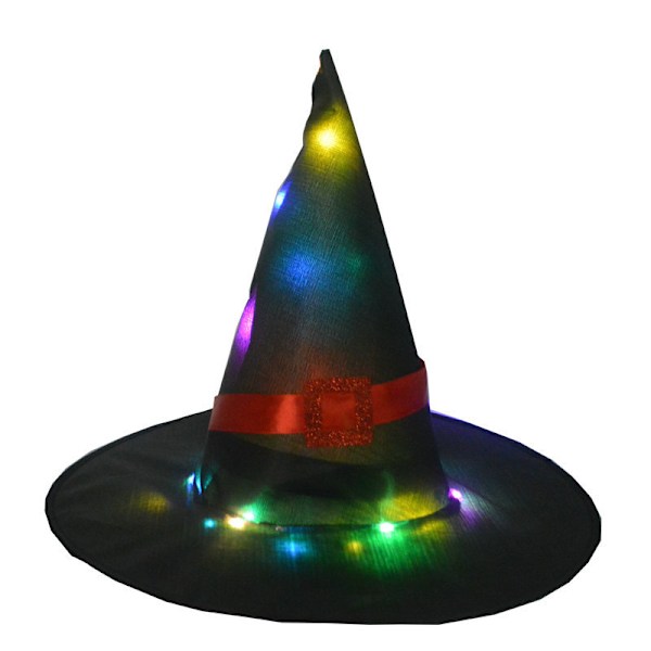 Lysande Häxhatt Festlig LED-ljus Hatt Kostym Halloween Party Hatt Huvudbonad Fotorekvisita balck