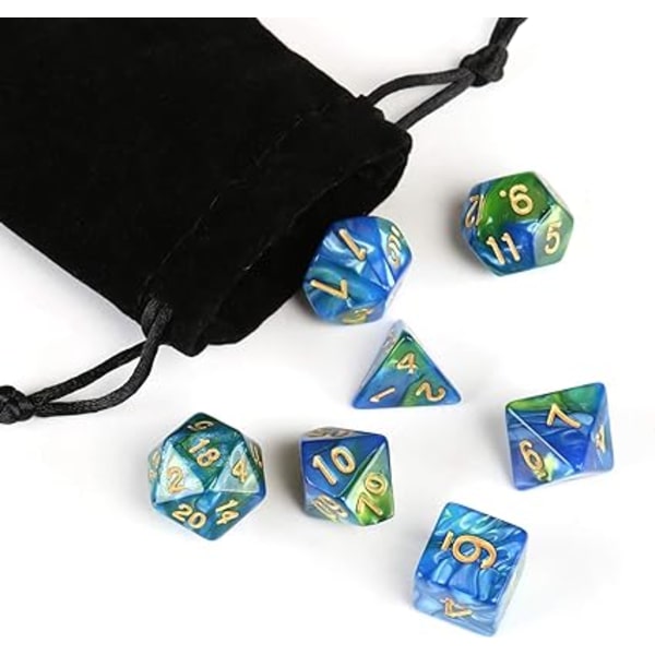 7 polyhedrala tärningar för rollspel Dungeons and Drago