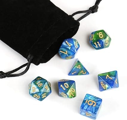 7 polyhedrale terninger for rollespill Dungeons and Drago
