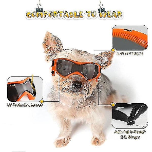 Hunde Goggles Lille Race, Nem at Bære, Justerbar Uv/Vind/Støv/Tåge Beskyttelse（Rød）