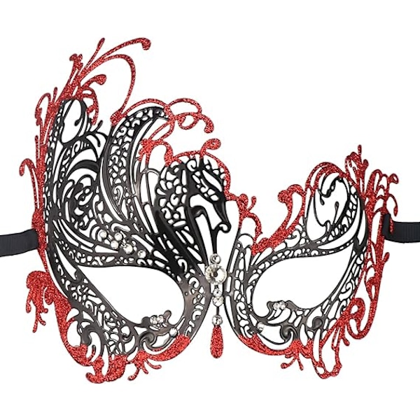 Sort Rød Halloweem Maske Masquerade Maske Halloween Mardi Gras Par