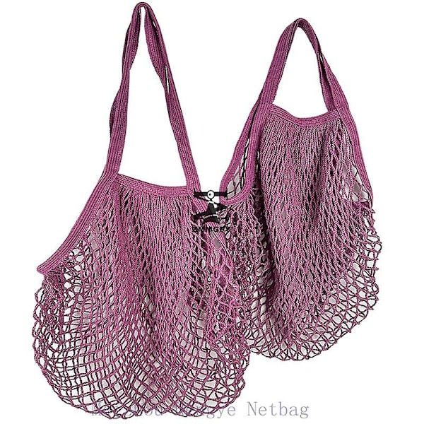 1 stk Mesh Tote Bag, mesh Tote Bag, nett bomullsstriksehandlepose Gjenbrukbar handlepose Vevd sommerstrandpose 25*35*38cm