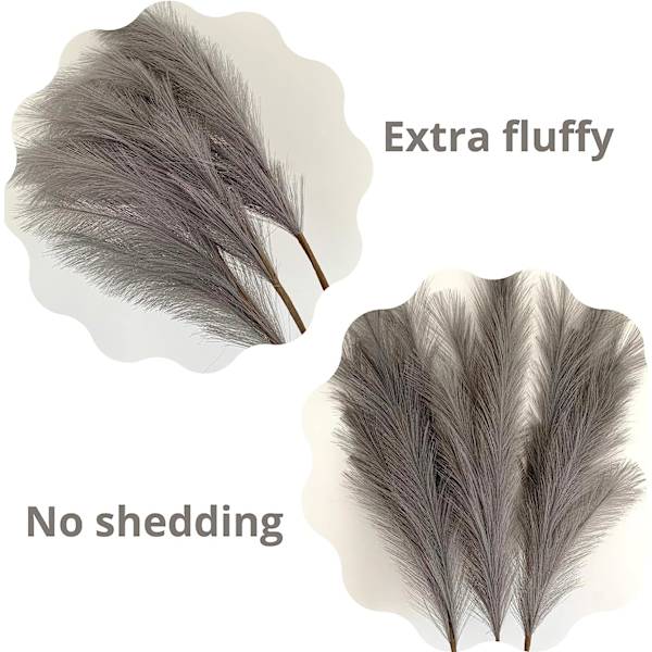 Stor Falsk Grå Pampasgräs 5 Stjälkar Extra Fluffy Falsk 70cm Fjäder Blombukett Vardagsrum Heminredning Boho Heminredning Hög Vas Bord Blomma Bröllop, Grå