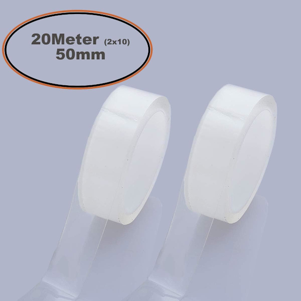 20m x 50mm Akryl Vattentät Självhäftande Tejp, Transparent Mögelbeständig C