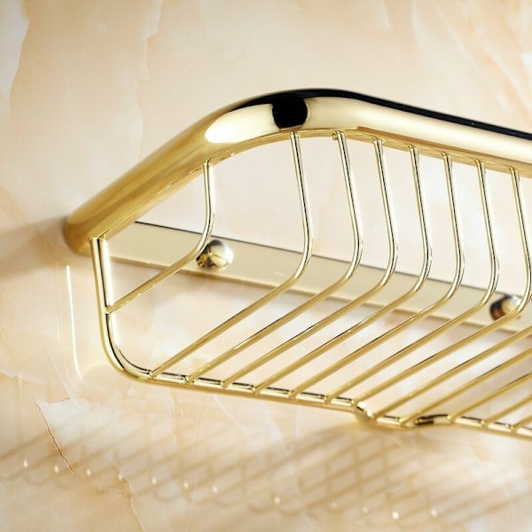Polerade guld Anti-rost badhylla dusch Caddy, väggmonterad rektangulär B