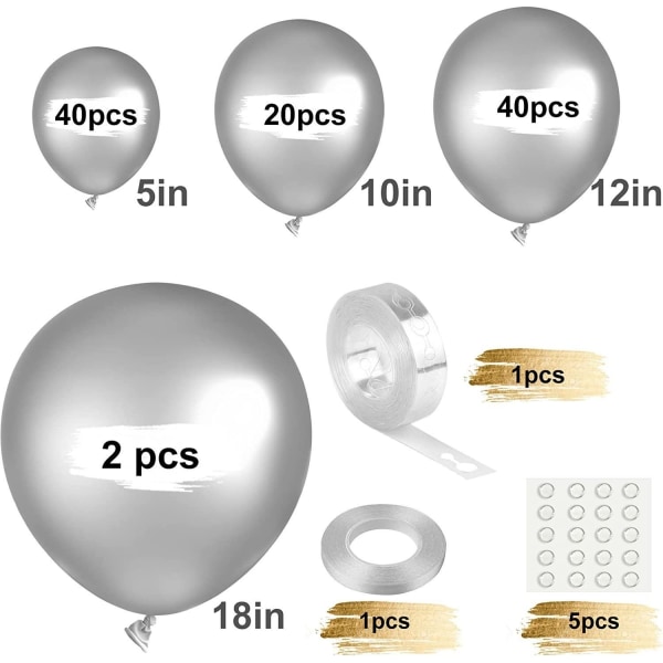 Sølvballonger 102 stk ballonger