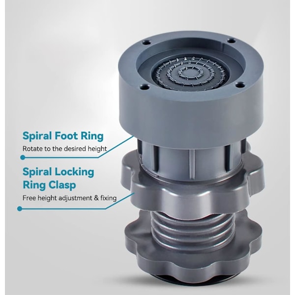 Anti-vibration pesukoneen matto, 4 kpl universaali pesukoneen alusta, säädettävä 7-10 cm anti-vibration anti-noise koneen tuki