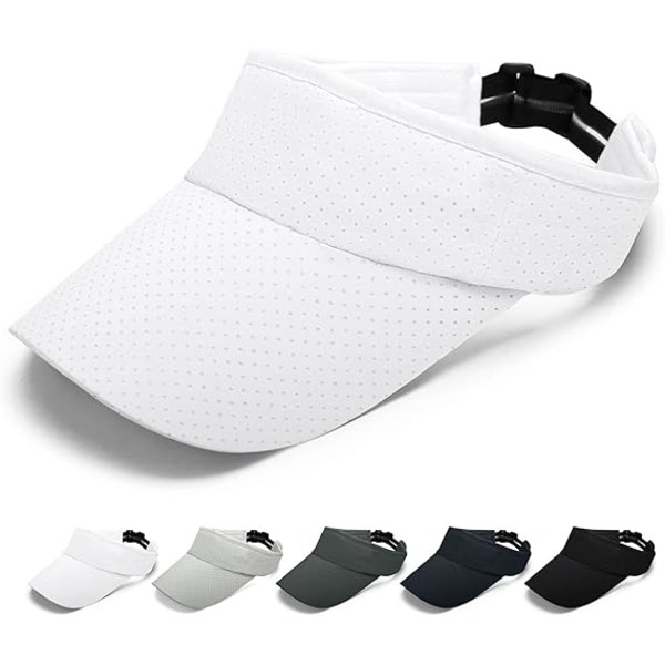 Visor til mænd og kvinder - Golf Visor Cap Tennis Sol Visor Sport Justerbar Meget Tynd Visor Hurtigtørrende Unisex Cap Cap，Hvid