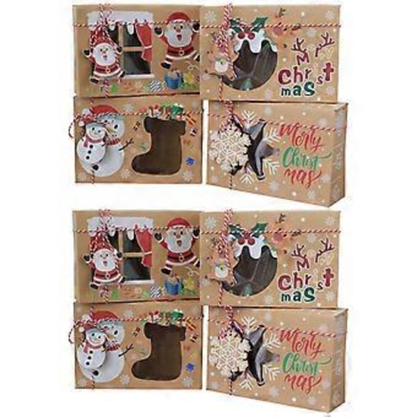 8 st Julkakburkar med Fönster Mat Bageri Godislådor Kraftpapper Presentförpackningar