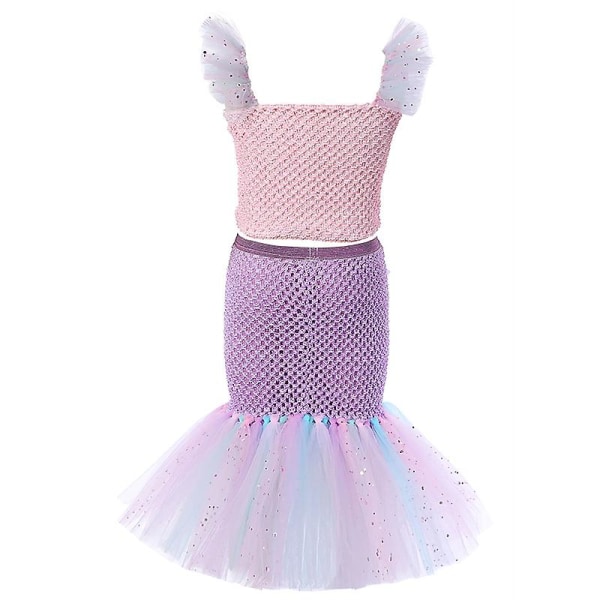 2023 flicksjöjungfrukostym Halloween tredelad Little Mermaid festklänning（L(5-6Y)）