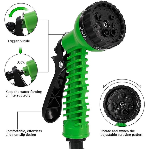 Havevandsslange, 7,5 m / 25 fod Havevandslange med sprøjtedyse, Havevandslange