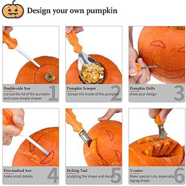 10-osainen Halloween-kurpitsanveistosarja, kurpitsanveistotyökalut