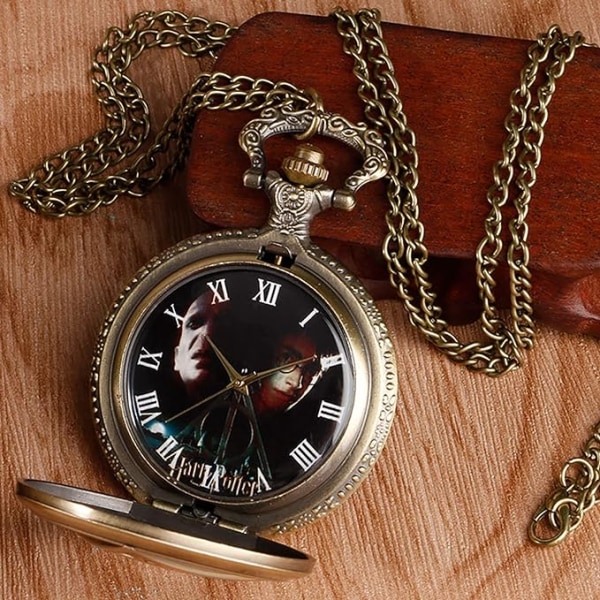 Cartoon Pocket Watch, Retro Bronze Necklace Quartz Watch for Chil