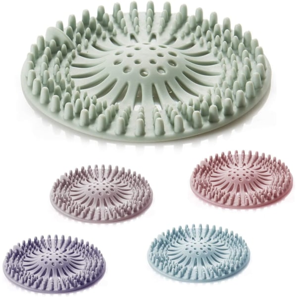 5 Pieces Shower Drain Covers, Silicone Shower Hair Catcher Filter Tube Drain Hair Catcher Stopper with Suction Cup for Kitchen Bathroom