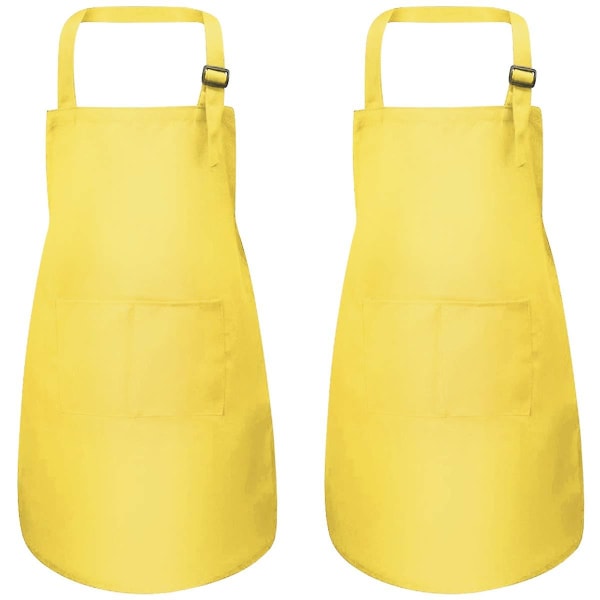 4 st blåa barnförkläden set, pojkar flickor justerbara förkläden med 2 fickor, barnkockförkläde småbarn（9-12 gamla）