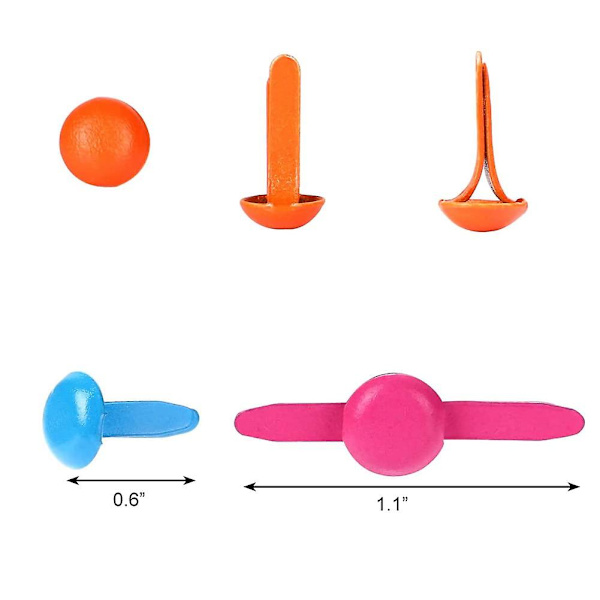 100 st Flerfärgade Delade Stift Pastell Metall Brad Fästelement Mini Brad Rund Brad För Diy Hantverk Projekt Scrapbooking Kontor