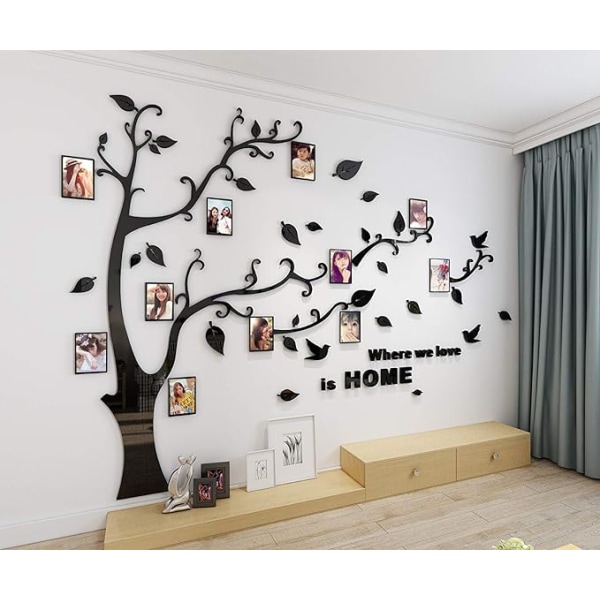 Removable Self Adhesive Acrylic 3D Tree Wall Sticker with Curved