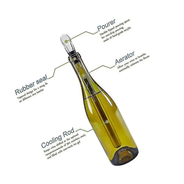 Vinkylare, 3-i-1 vinflaskkylarstick i rostfritt stål